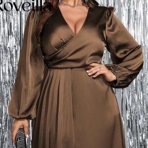 SHEIN Brown Long Sleeve Dress